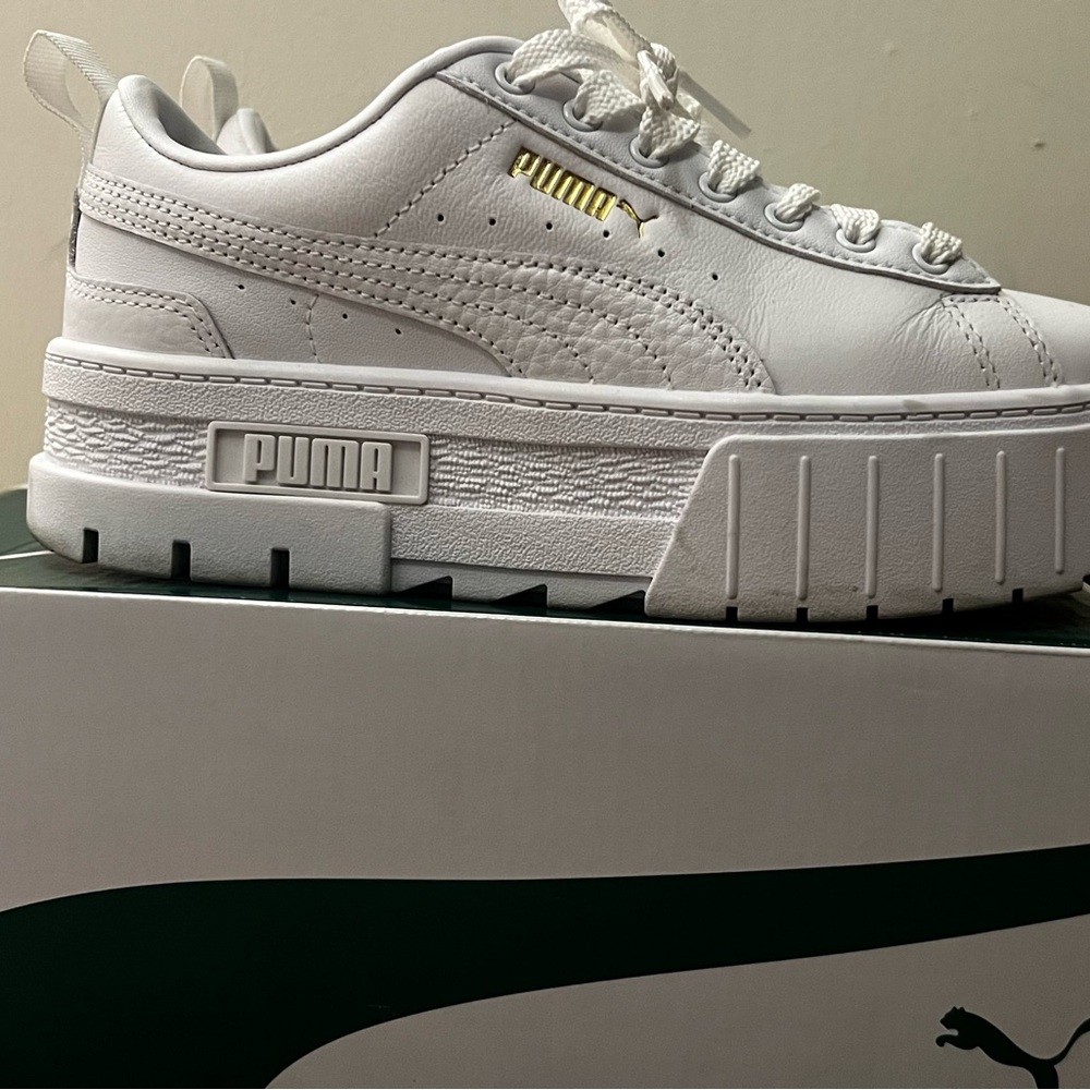 Puma White Platform Sneakers (Mayze Classic Wns)